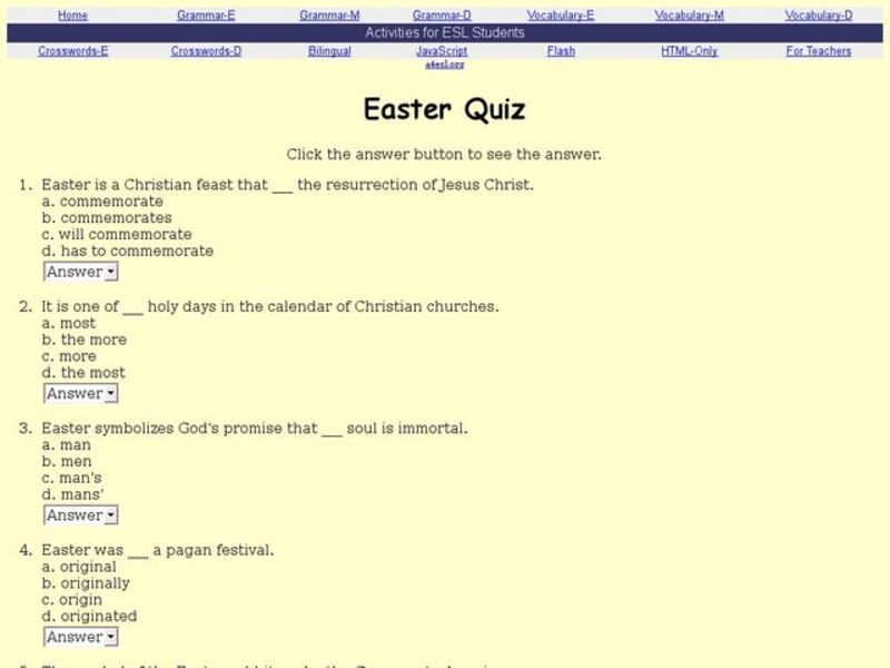 Easter Quiz Interactive