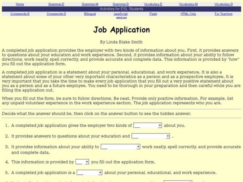 Job Application Interactive
