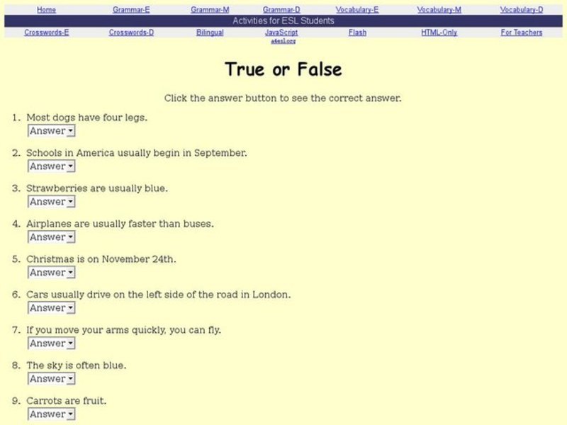 True or False Interactive