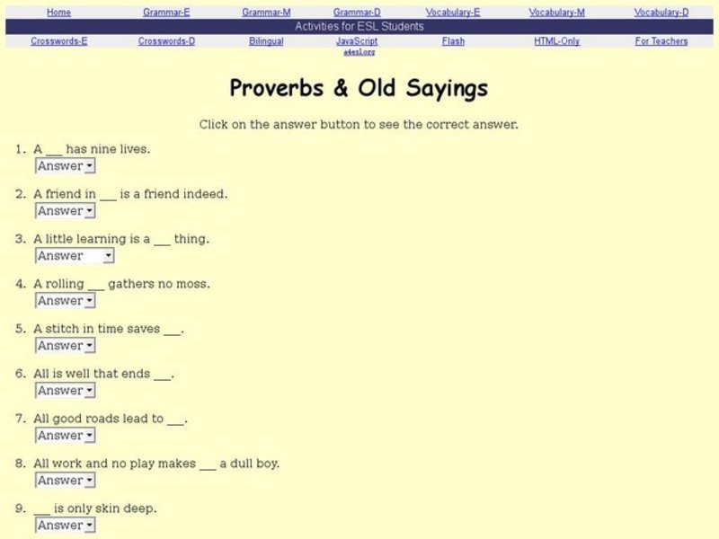 Proverbs & Old Sayings Interactive