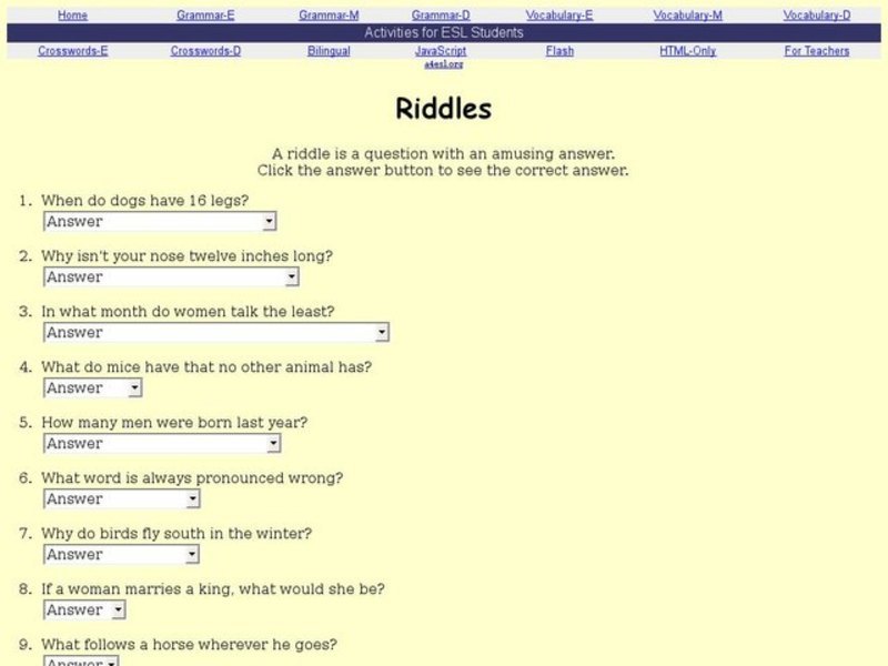 Riddles Activity Interactive