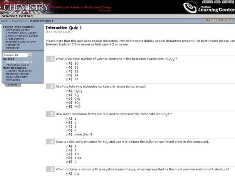 Chemistry and Bonding Interactive