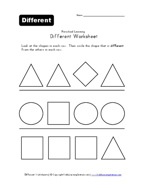 Different Worksheet Worksheet