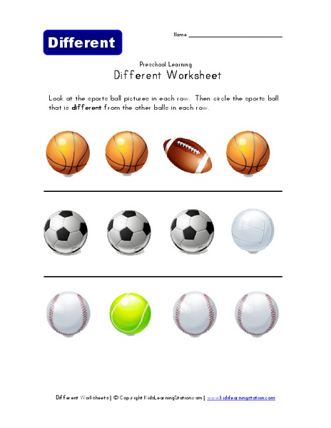 Different Worksheet Worksheet