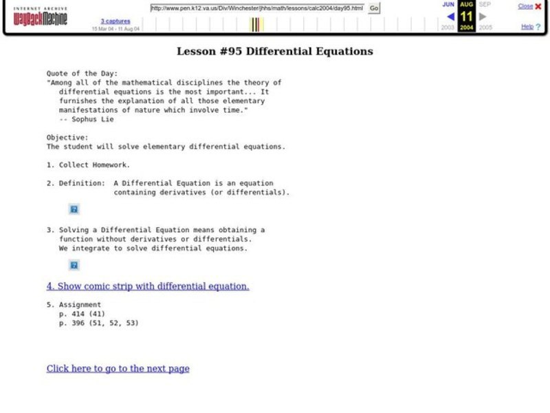 Differential Equations Lesson Plan