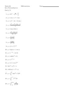 Differentiation Worksheet
