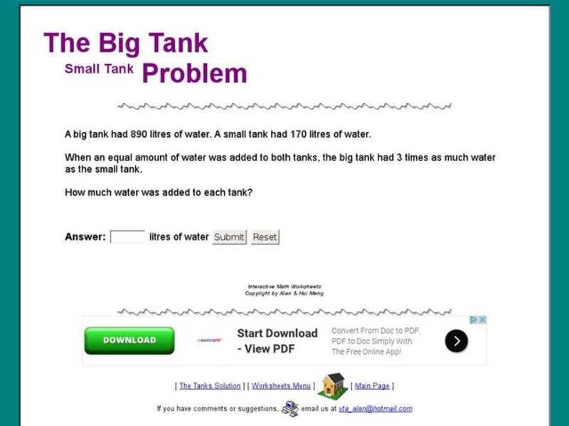 The Big Tank Small Tank Problem Interactive