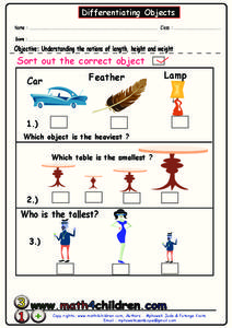 Differentiating Objects Worksheet