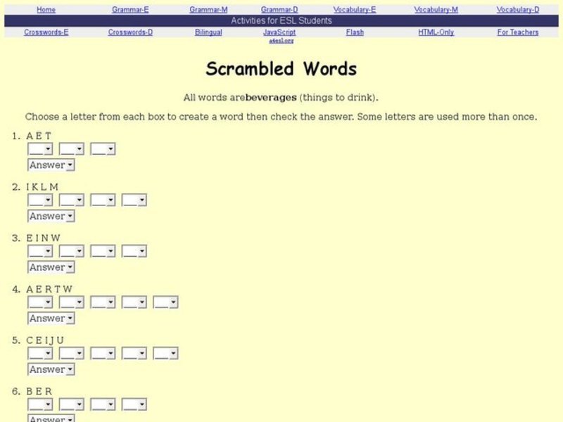 Scrambled Words Interactive