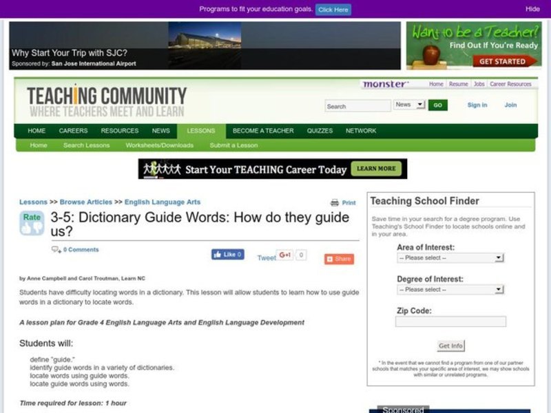 Dictionary Guide Words: How Do They Guide Us? Lesson Plan