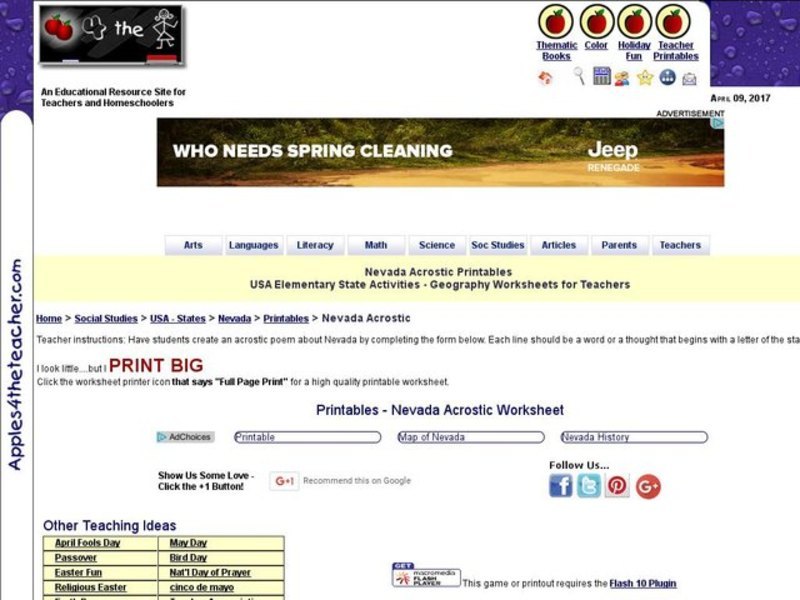 Nevada Acrostic Interactive