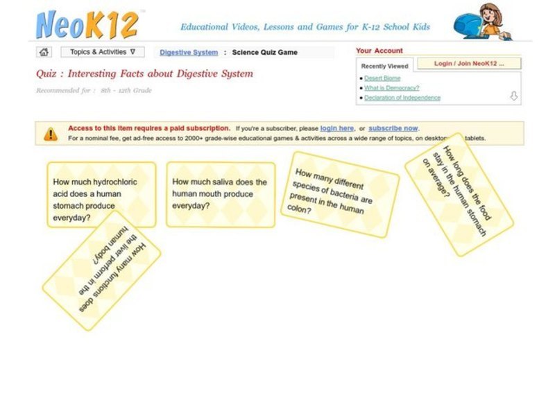 Digestive System Quiz Interactive