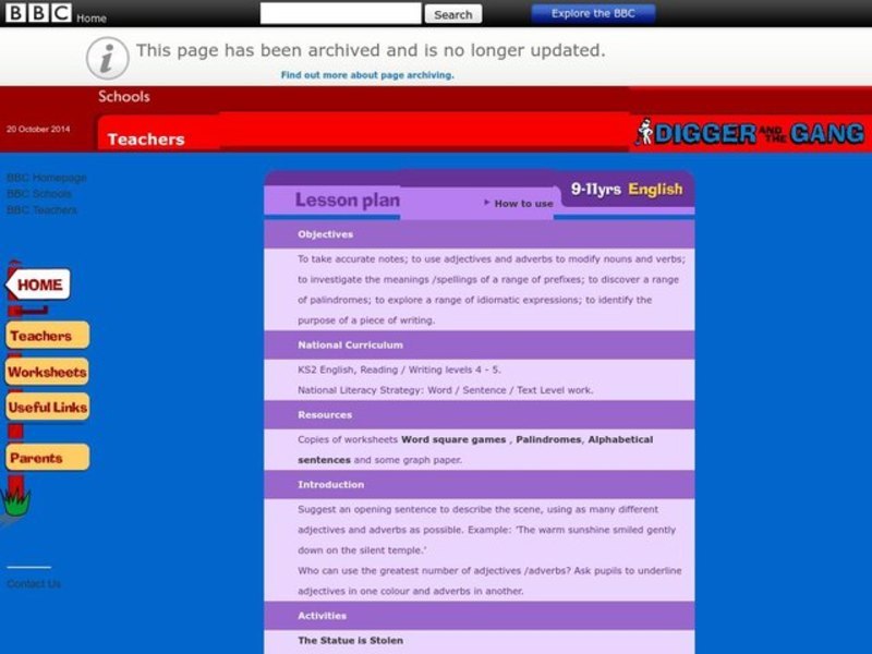 Digger and the Gang Lesson Plan