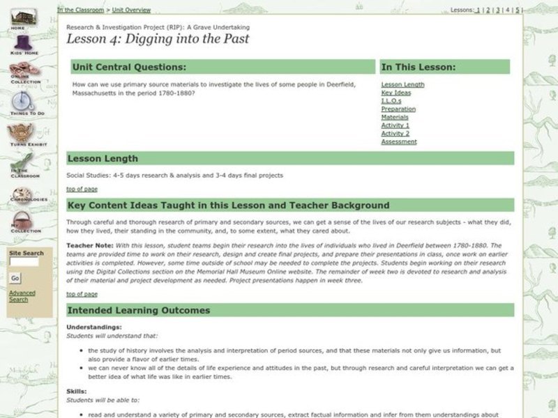 Digging Into the Past Lesson Plan