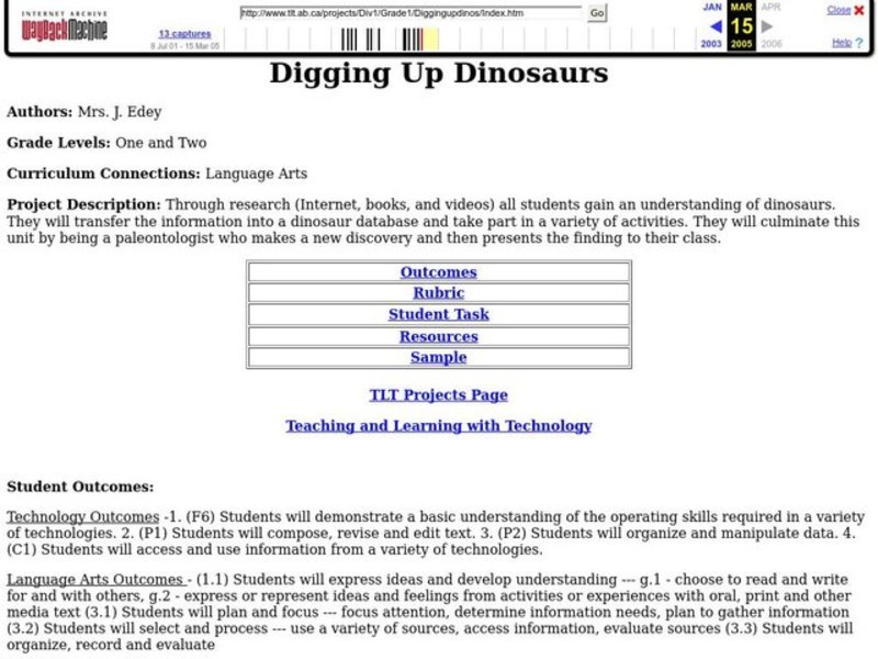 Digging Up Dinosaurs Lesson Plan