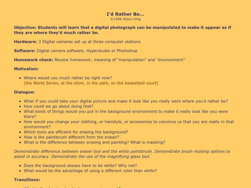 Digital Photography Lesson Plan