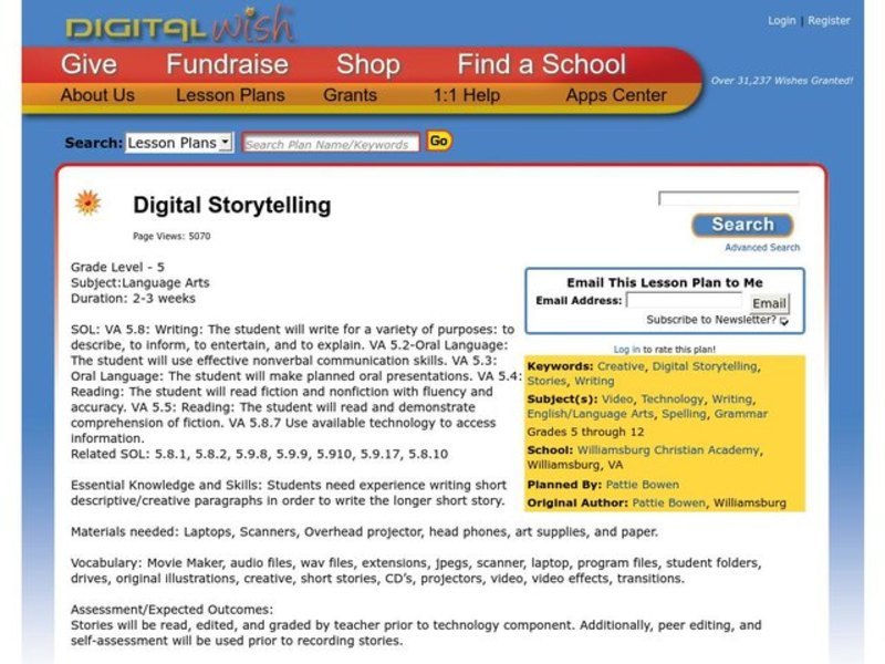 Digital Storytelling Lesson Plan