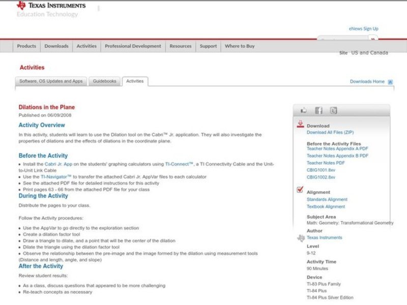 Dilations in the Plane Lesson Plan