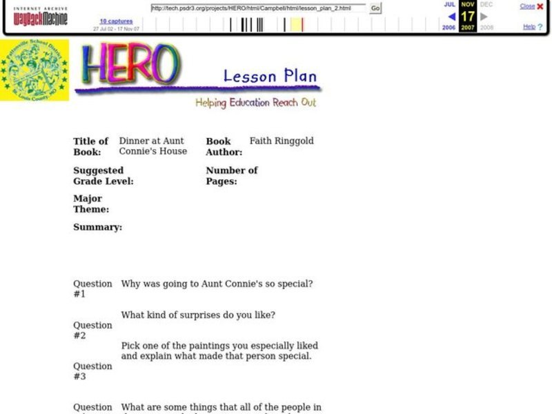 Dinner at Aunt Connie's House Worksheet