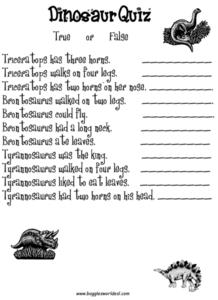 Dinosaur Quiz Worksheet