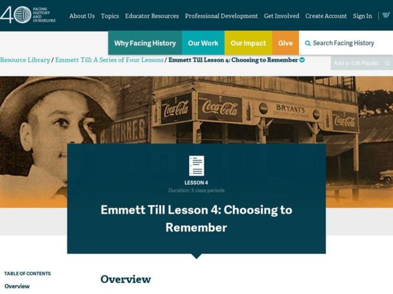 Emmett Till: Choosing to Remember Lesson Plan