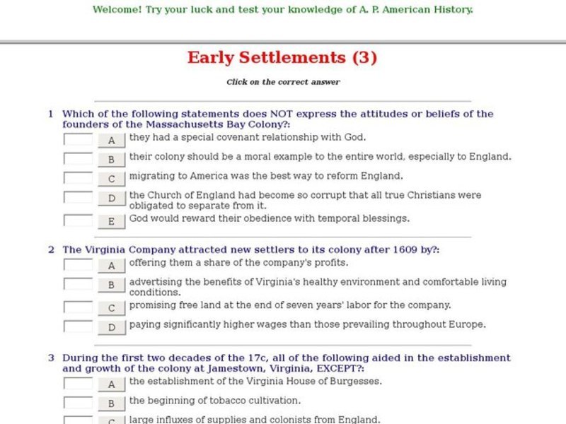 Early Settlements (3) Interactive