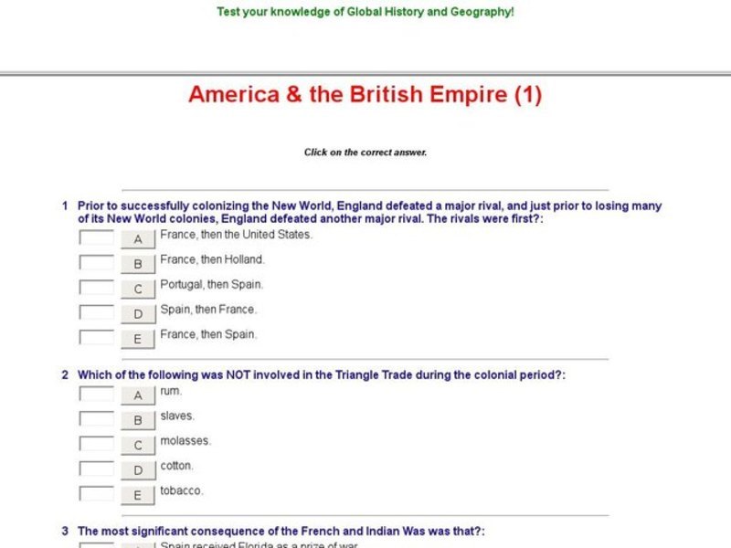 America & the British Empire (1) Interactive