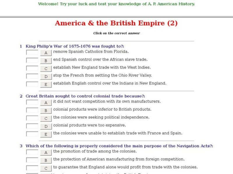 America & the British Empire (2) Interactive