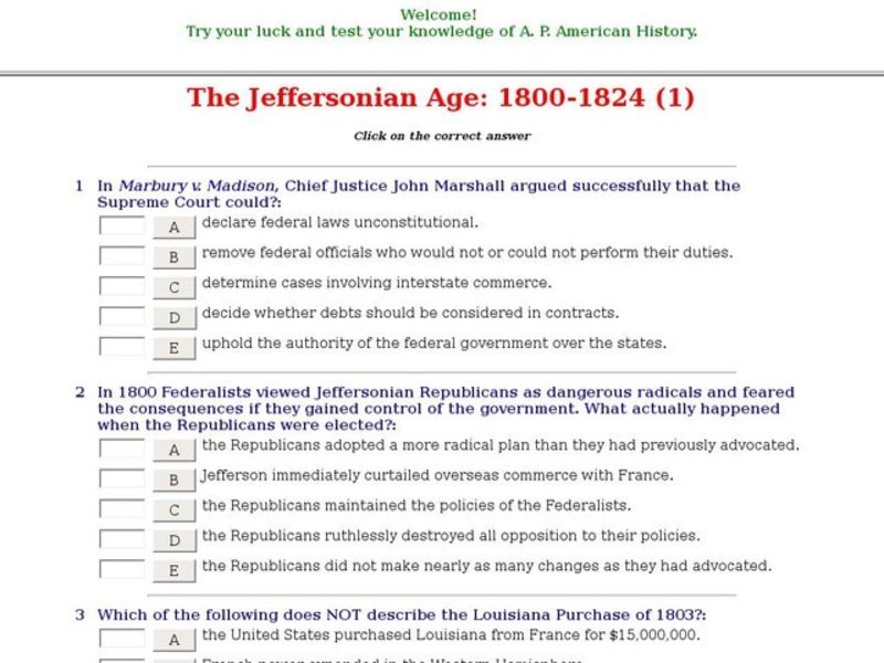 The Jeffersonian Age: 1800-1824 (1) Interactive