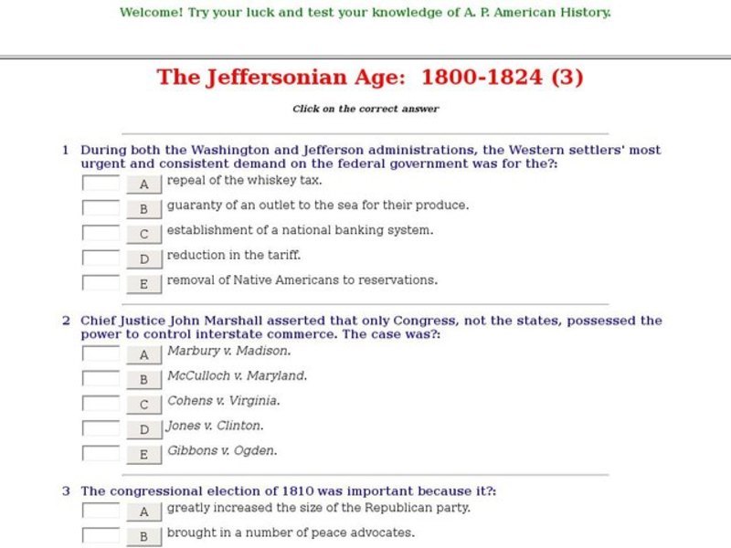 The Jeffersonian Age: 1800-1824 (3) Interactive