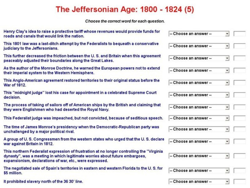 The Jeffersonian Age: 1800 - 1824 (5) Interactive