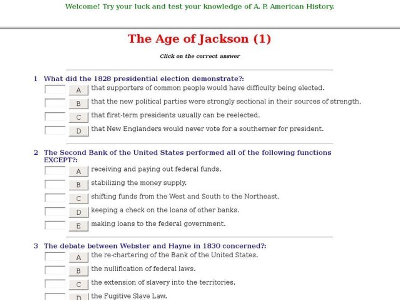 The Age of Jackson (1) Interactive