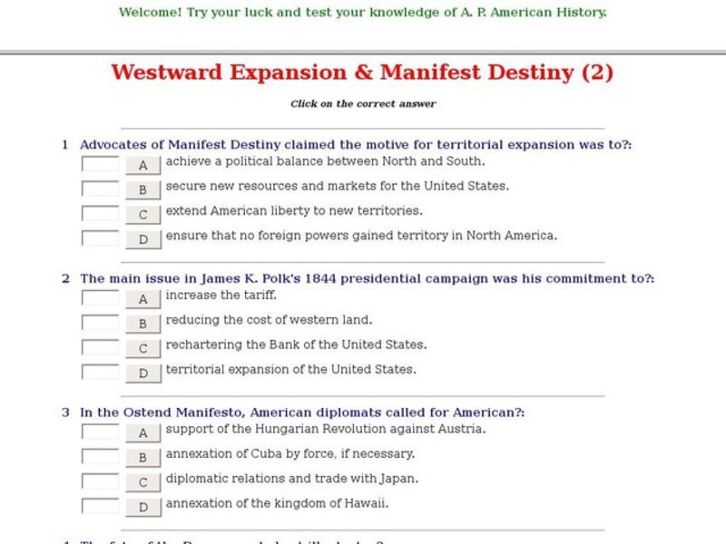 Westward Expansion & Manifest Destiny (2) Interactive