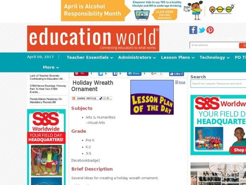 Holiday Wreath Ornament Lesson Plan