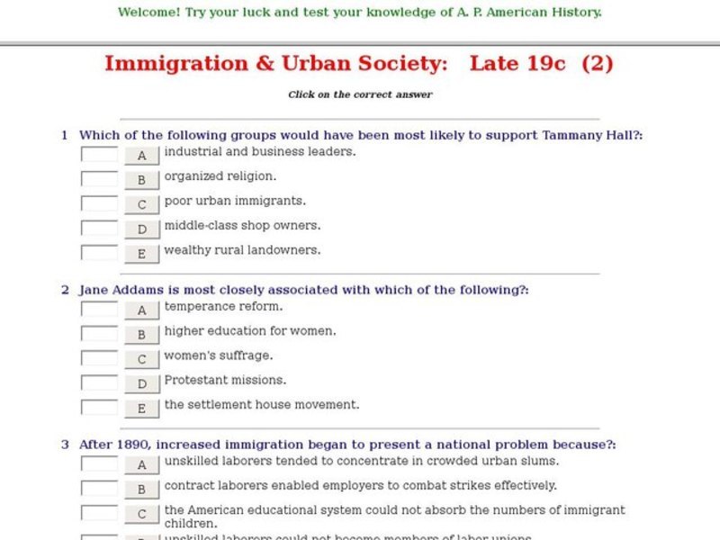 Immigration & Urban Society: Late 19th Century (2) Interactive