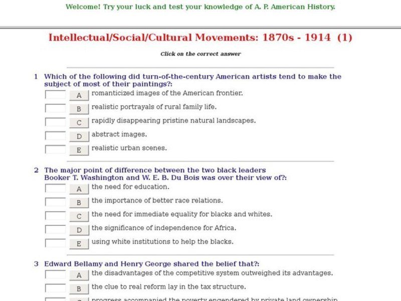 Intellectual/Social/Cultural Movements: 1870s - 1914  (1) Interactive