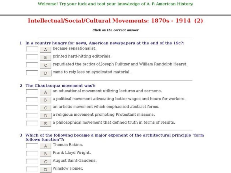 Intellectual/Social/Cultural Movements: 1870s - 1914  (2) Interactive