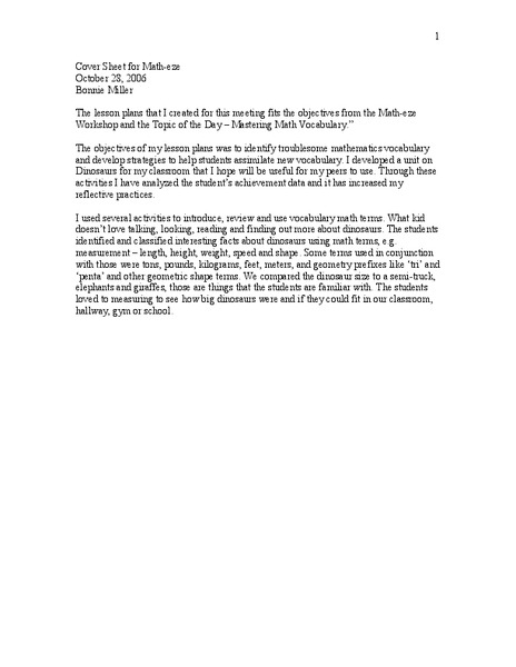 Dinosaur Math Lesson Plan