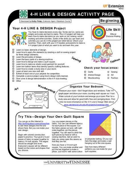 4-H Line & Design Activity Page Worksheet