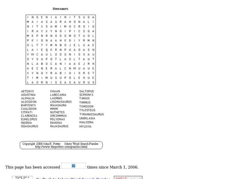 Dinosaurs Puzzle Worksheet