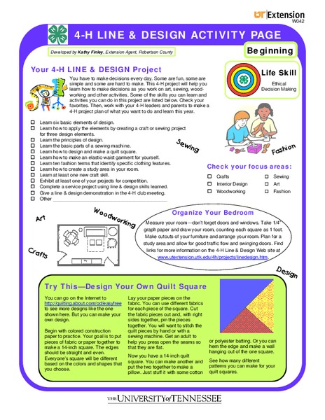 4-H Line & Design Activity Page Worksheet