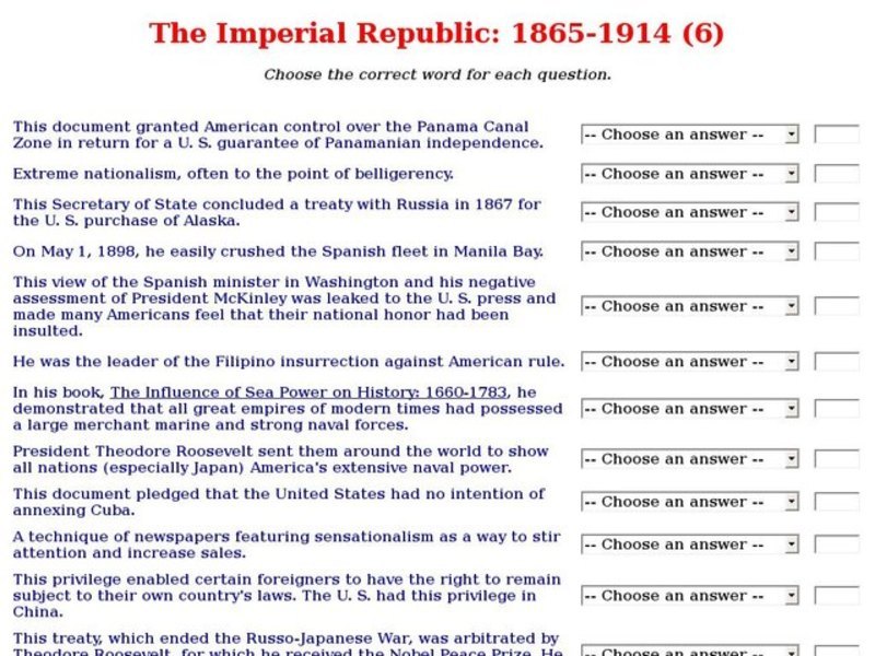 The Imperial Republic: 1865-1914 (6) Interactive