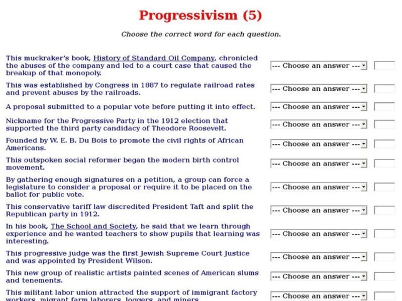 Progressivism (5) Interactive