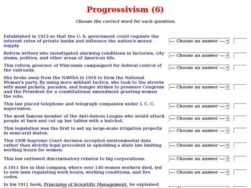 Progressivism (6) Interactive