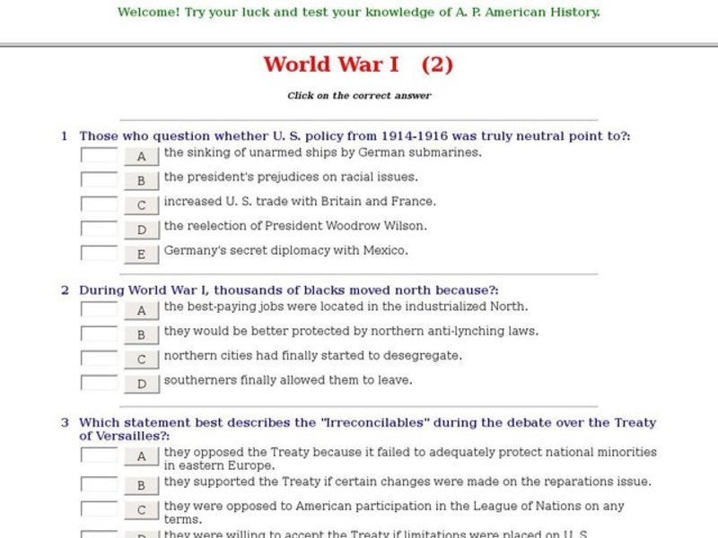 World War I   (2) Interactive