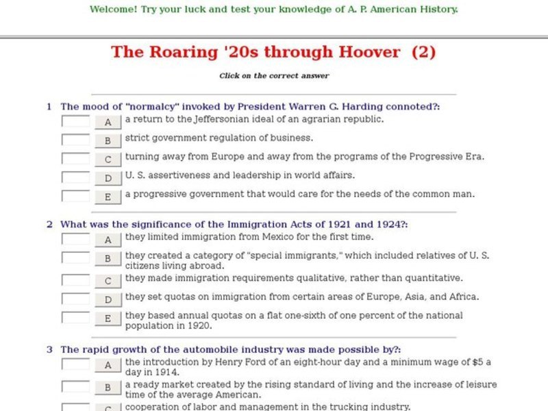 The Roaring '20s through Hoover  (2) Interactive