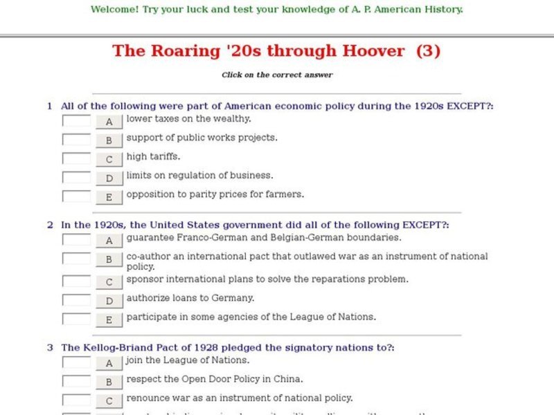 The Roaring '20s through Hoover  (3) Interactive