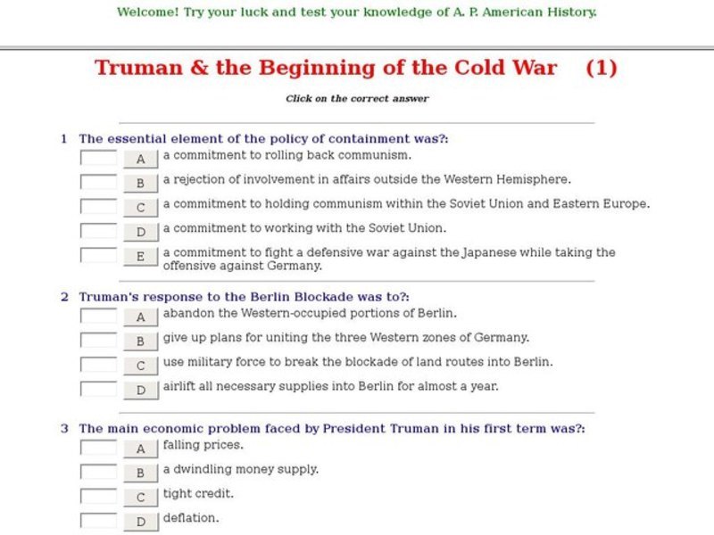 Truman & the Beginning of the Cold War Interactive