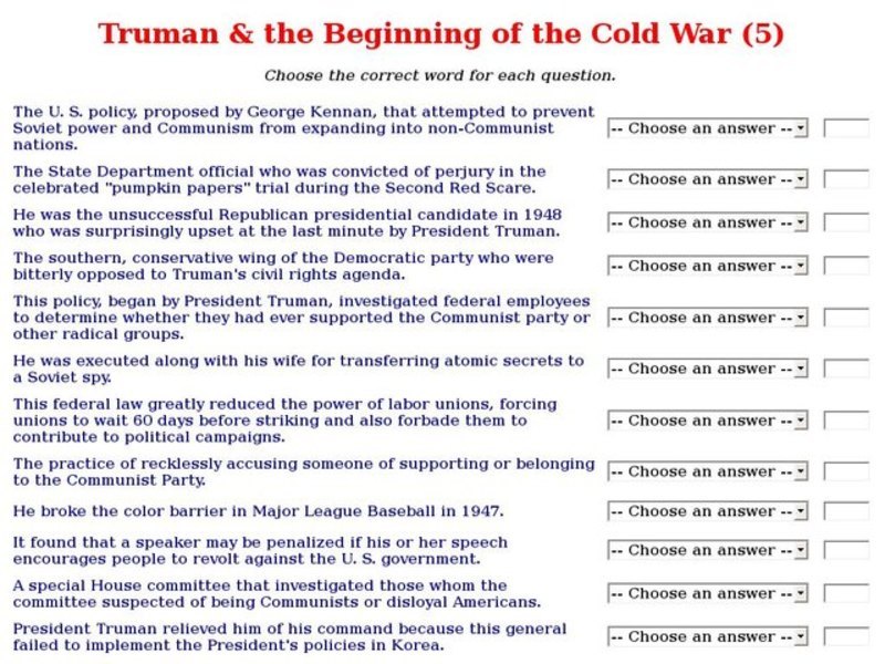 Truman & the Beginning of the Cold War (5) Interactive