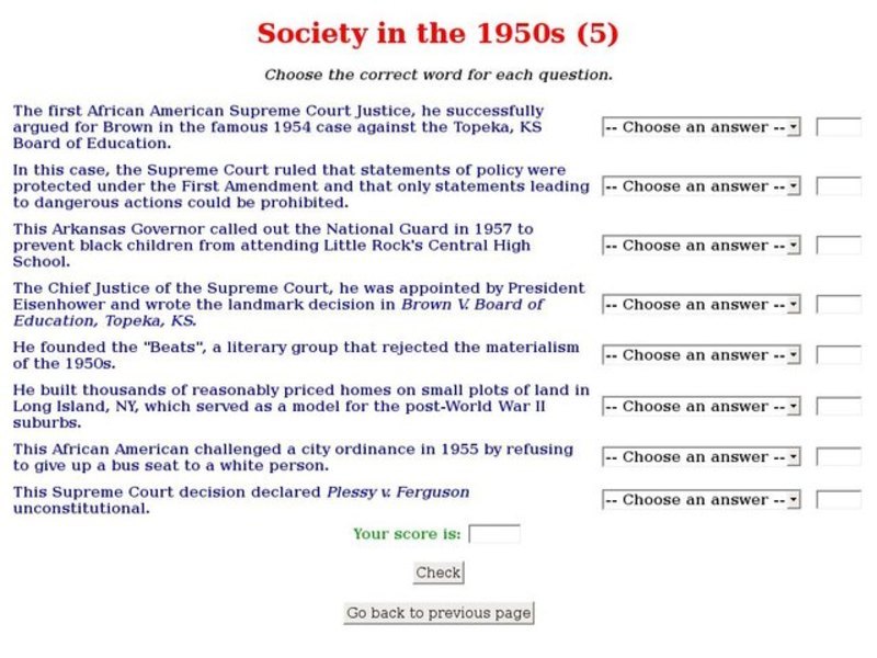 Society in the 1950s (5) Interactive